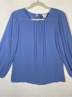 J.Crew 00 Glacial Blue Tie Back Blouse Long Sleeve Corpcore Quiet Luxury Career